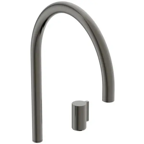 Waschtischarmatur mit hohem Auslauf in Magnetic Grey von Ideal Standard, rundes Design mit seitlichem Bedienelement.